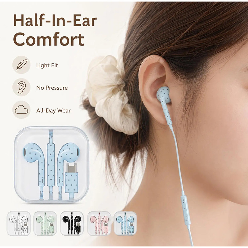 Type C Earphones Polka Dot Sta - Usb C Earphone recension och pris
